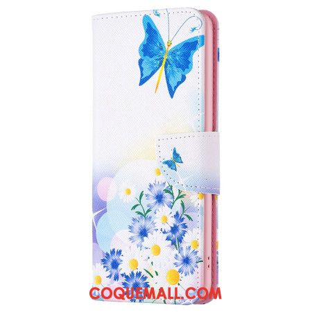 Housse Oppo A58 / A98 5G Papillon et Fleurs Aquarelle