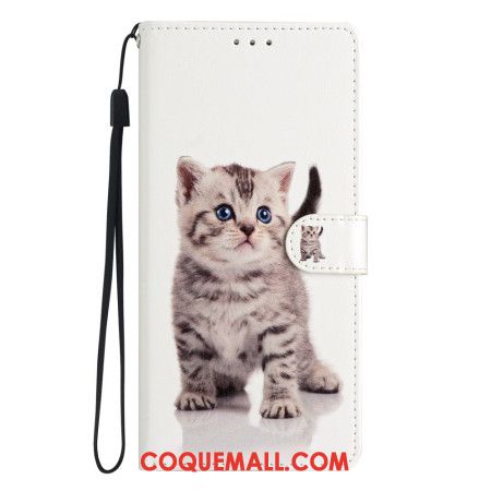 Housse Oppo A98 5G Chat Mignon à Lanière