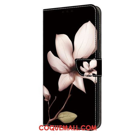 Housse Oppo A98 5G Fleur Rose sur Fond Noir