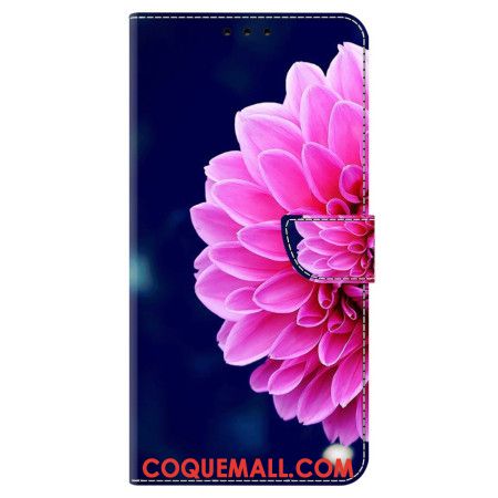 Housse Oppo A98 5G Fleurs Roses sur Fond Bleu