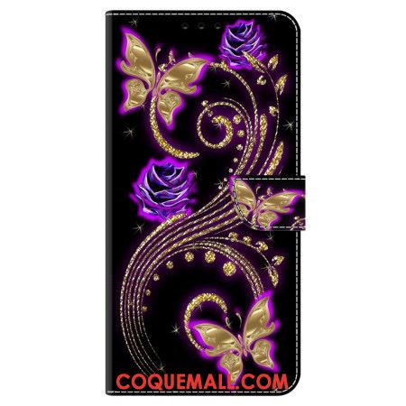 Housse Oppo A98 5G Fleurs Violettes et Papillons