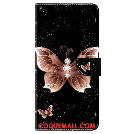 Housse Oppo A98 5G Papillon Diamant Rose