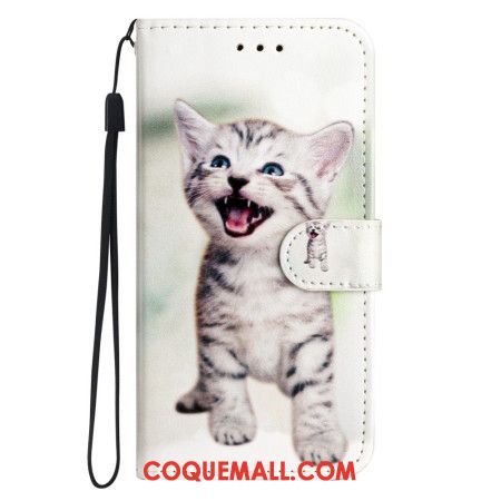 Housse Oppo A98 5G Petit Chaton à Lanière