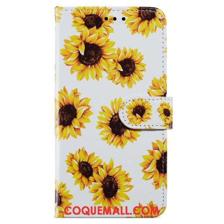 Housse Oppo A98 5G Tournesols à Lanière