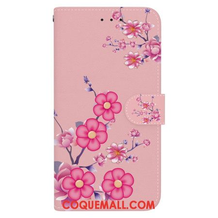 Housse Oppo Reno 11F 5G Motif Sakura à Lanière