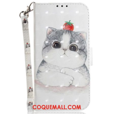 Housse Oppo Reno 12 5G Chat Mignon à Lanière