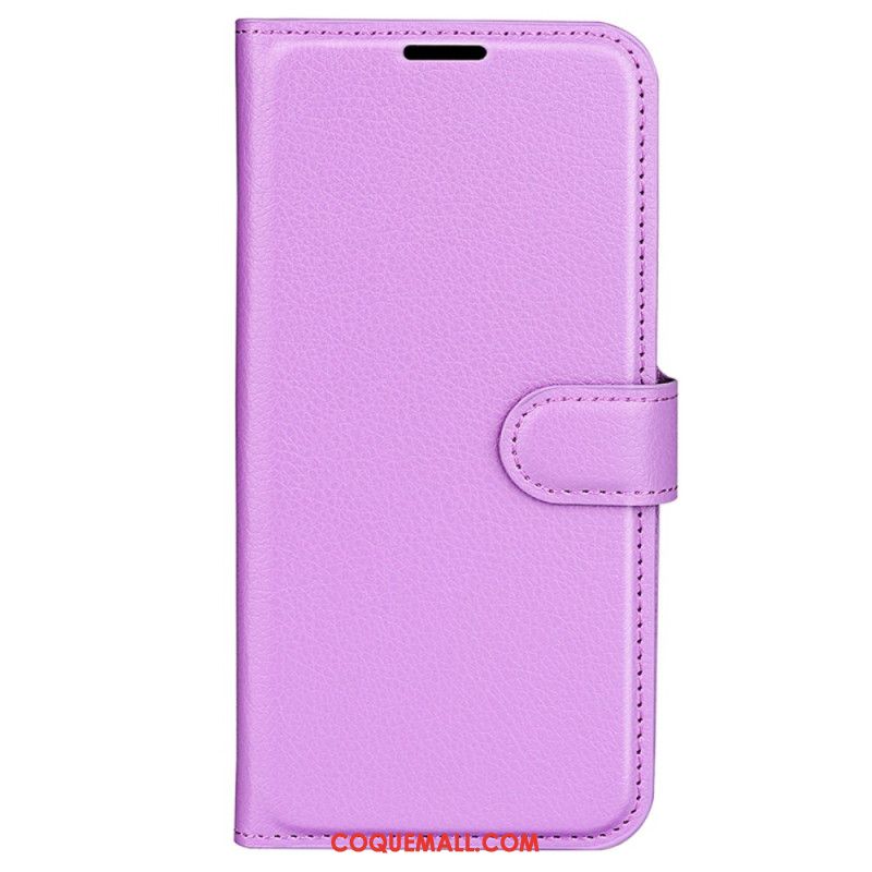 Housse Oppo Reno 12F 5G Simili Cuir Litchi Classique