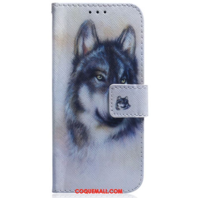 Housse Oppo Reno 8 Pro Chien Aquarelle à Lanière