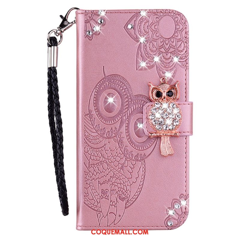 Housse Samsung Galaxy A15 Hibou Mandala et Breloque