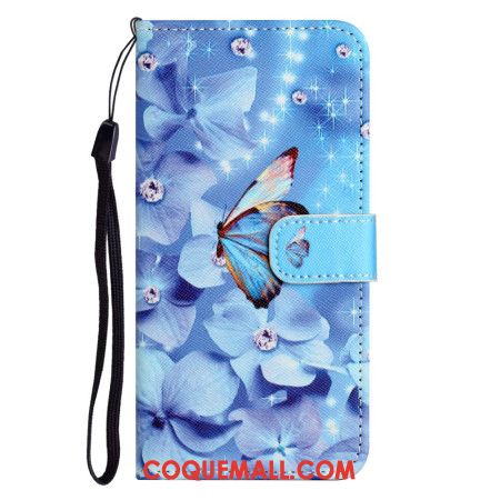 Housse Samsung Galaxy A16 4G / 5G Fleurs et Papillons Bleus