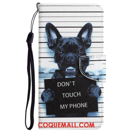 Housse Samsung Galaxy A55 5G Chien Don't Touch my Phone à Lanière