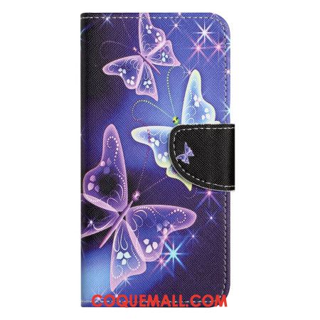 Housse Samsung Galaxy A55 Papillons Scintillants