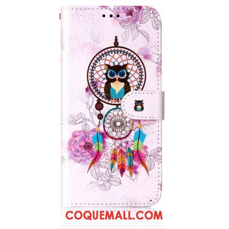 Housse Samsung Galaxy S24 5G Attrape-Rêves Hibou à Lanière