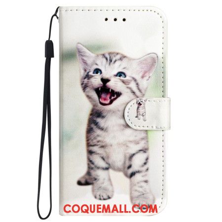 Housse Samsung Galaxy S24 5G Drôle de Chaton à Lanière