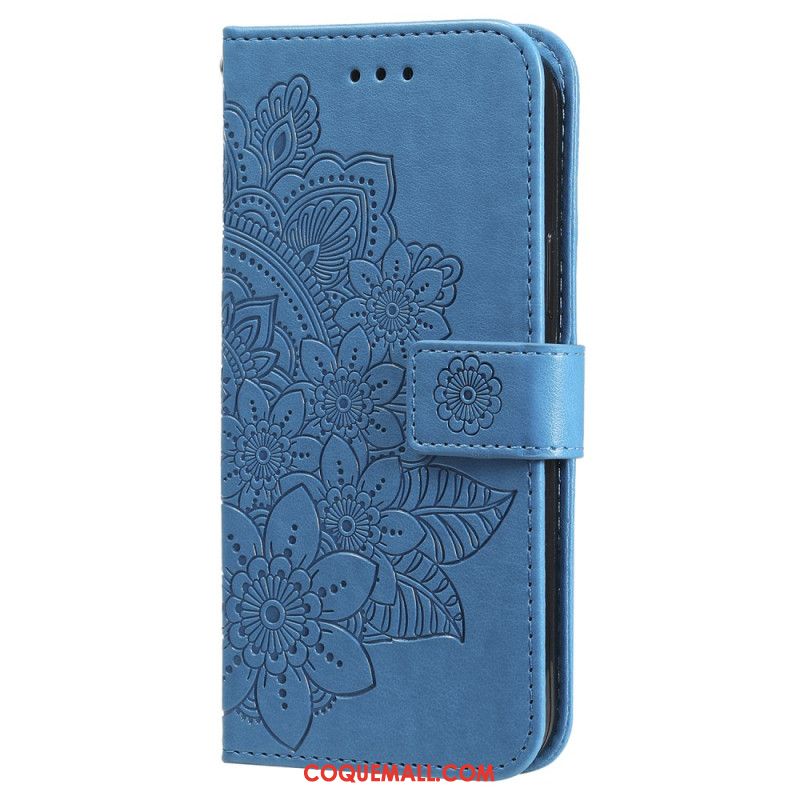 Housse Samsung Galaxy S24 5G Mandala Floral avec Lanière