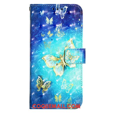 Housse Samsung Galaxy S24 5G Papillons dorés