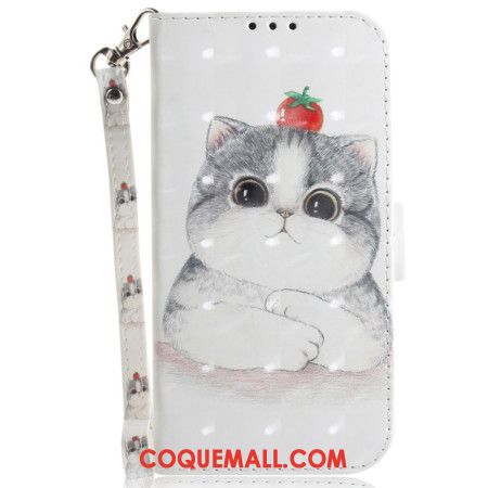 Housse Samsung Galaxy S24 FE Chat et Fraise à Lanière