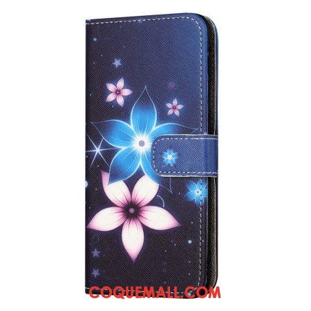 Housse Samsung Galaxy S24 FE Fleurs Lunaires à Lanière