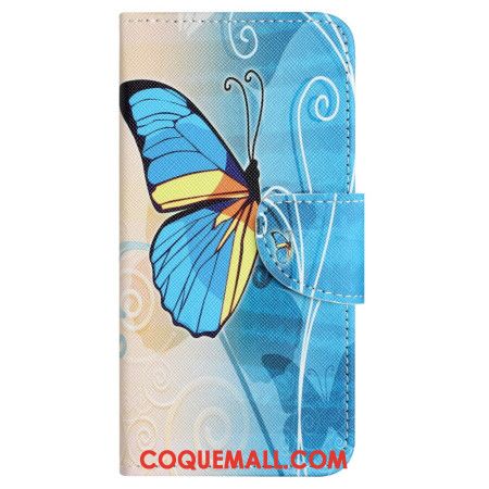 Housse Samsung Galaxy S24 FE Papillon Jaune et Bleu