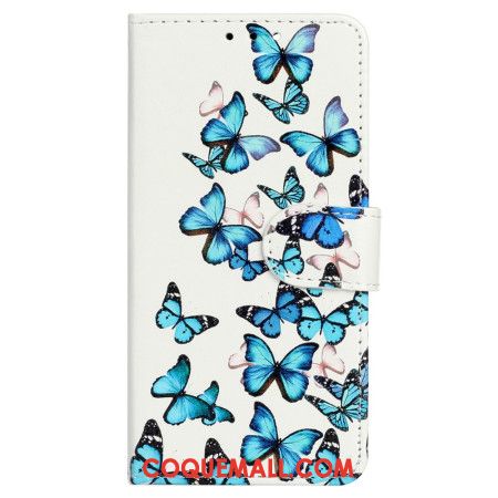 Housse Samsung Galaxy S24 FE Papillons Bleus en Vol