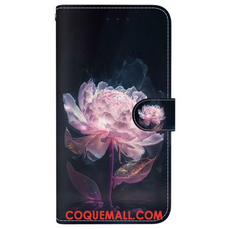 Housse Samsung Galaxy S24 FE Pivoine Pourpre à Lanière