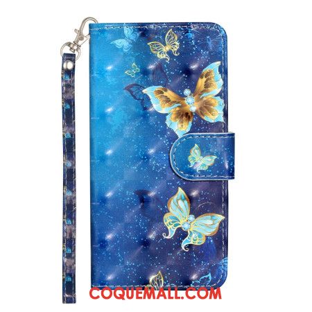 Housse Samsung Galaxy S24 Plus 5G Motif de Papillons Bleus Dorés