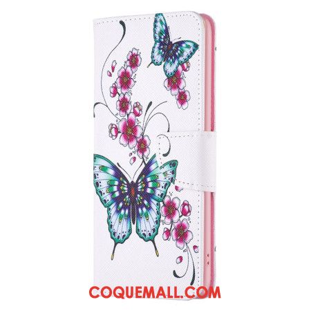 Housse Samsung Galaxy S24 Ultra 5G Fleurs de Pêcher et Papillons