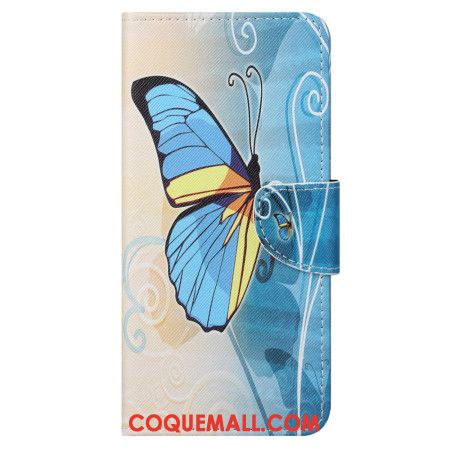 Housse Samsung Galaxy S24 Ultra 5G Papillon Jaune et Bleu