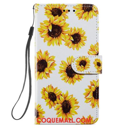 Housse Samsung Galaxy S245G Tournesols à Lanière