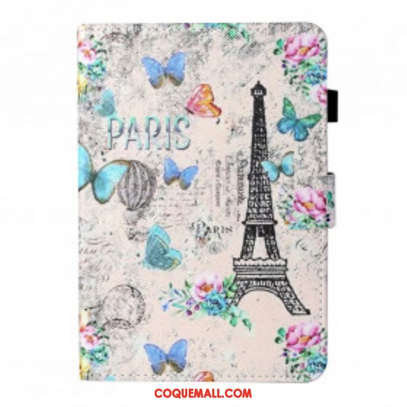 Housse Samsung Galaxy Tab A7 (2020) Tour Eiffel Papillons