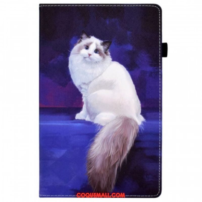 Housse Samsung Galaxy Tab A8 (2021) Chat Blanc