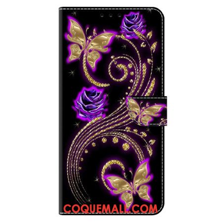 Housse Xiaomi 14 Fleurs violettes et Papillons