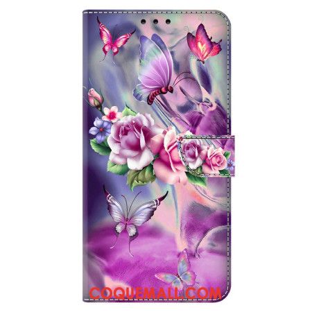 Housse Xiaomi 14 Papillons et Fleurs Violets