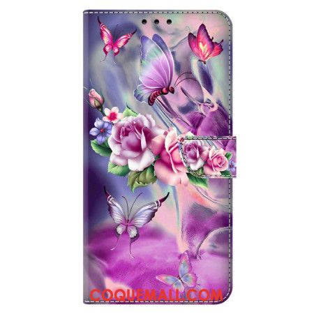 Housse Xiaomi 14 Pro Papillons et Fleurs Violets