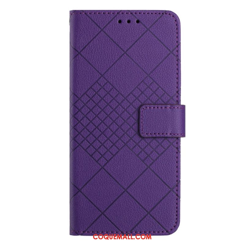 Housse Xiaomi 14 Texture Litchi Losanges à Lanière