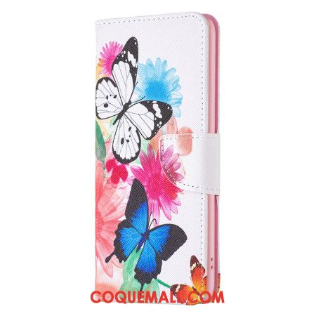 Housse Xiaomi Redmi Note 13 4G Papillons Aquarelle