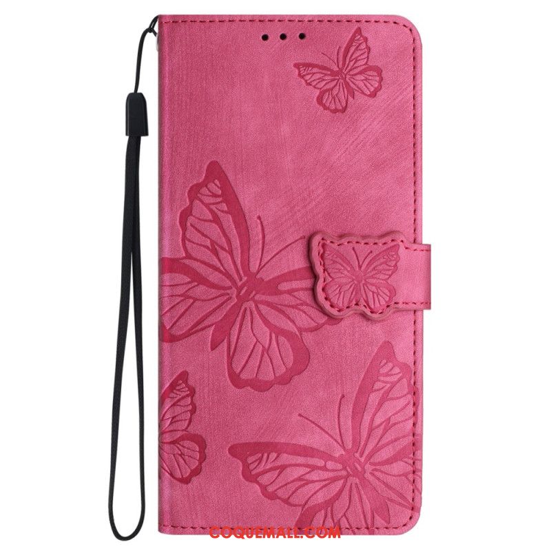 Housse iPhone 16 Plus Empreinte Papillons à Lanière