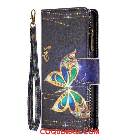 Housse iPhone 16 Portefeuille Papillons Précieux