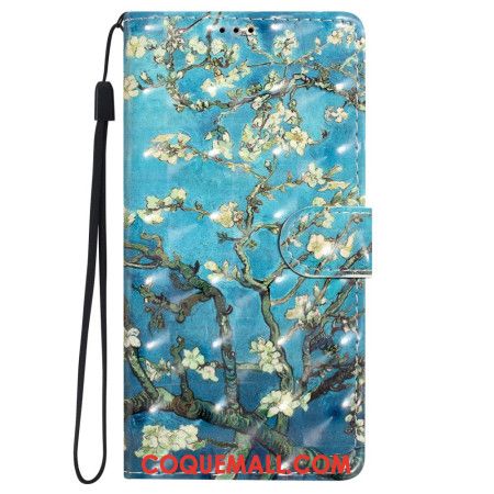 Housse iPhone 16 Pro Fleurs Art à Lanière