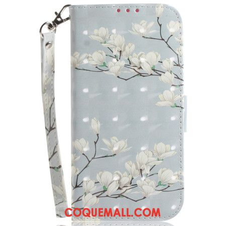 Housse iPhone 16 Pro Max Magnolias à Lanière