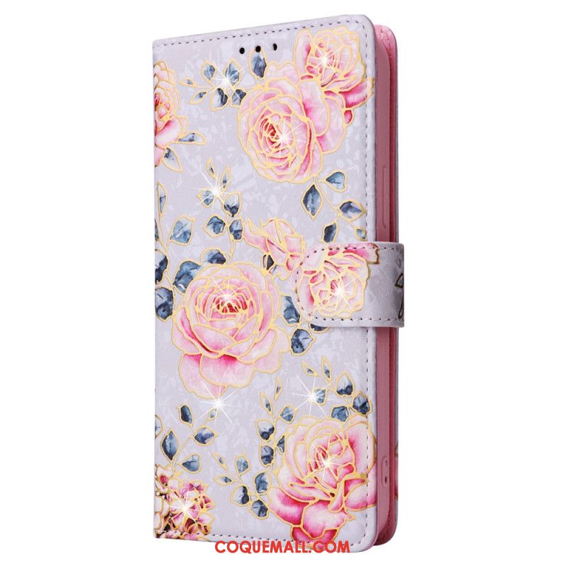 Housse iPhone 16 Pro Portefeuille Bloqueur RFID Floral