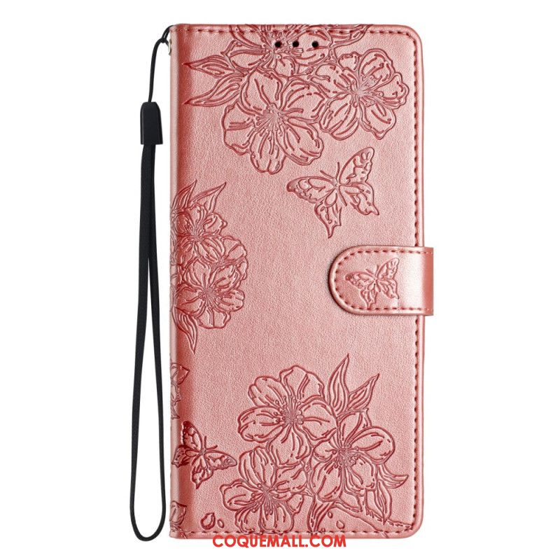 Housse iPhone 16 Pro Sakura et Papillons