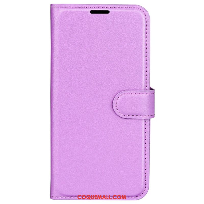 Housse iPhone 16 Pro Simili Cuir Litchi Classique