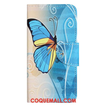 Housse papillon pour Xiaomi Redmi Note 13 Pro 5G / Poco X6 5G Papillon Jaune et Bleu